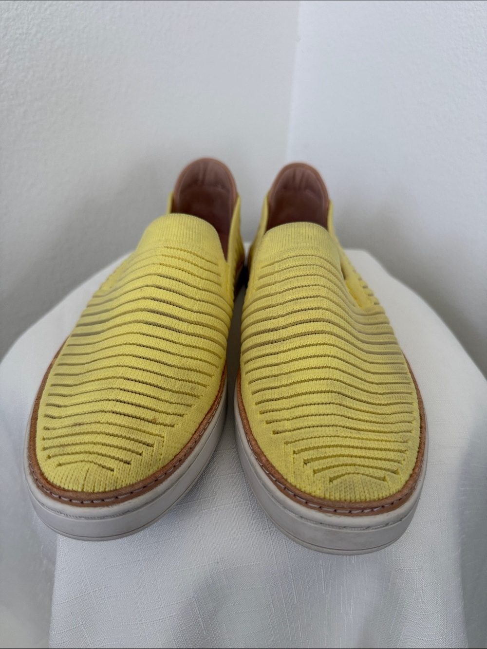Women’s Yellow Slip-On Knit Sneakers